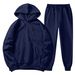 Women's Clothing Autumn and winter men's hooded solid color light plate pullover sweatshirt set casual sports hoodie sweatshirt trousers two piece set_ecoleips.com