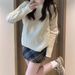girl New Winter Solid Color Twisted Women's Sweater Daily Versatile Warm Knitted Long Sleeve Round Neck Pullover Top_ecoleips.com