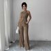Professional Two Piece Suit for Women OL Style Slimming High Waisted Wide Leg Long Sleeveless Top Spring Autumn Outings_ecoleips.com
