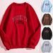 Women's Clothing 2024 autumn new round neck long sleeve letter women's casual outer wear plus velvet large size sweater tops women _ecoleips.com