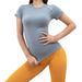Women's Clothing Summer New Fitness Short Sleeved Elastic Running Yoga Clothes Printed Slimming Quick Drying T Shirts In Stock_ecoleips.com