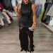 Elegant Party Slim Fit Solid Color Dress Sequin Patchwork Sleeveless Evening Gown Fashion Ruffle Design Hem Women's Long Dresses_ecoleips.com