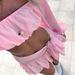 Women's Clothing Off The Shoulder Puff Sleeve Short Top Wrap Style Ruffled Skirt Set Summer New Set_ecoleips.com