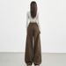 Aria Basics Melard Brown Coffee Color Wide-Leg Jeans For Women, Autumn And Winter Fleece-Lined New American Style High-Waisted Loose_ecoleips.com