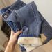 Women's Clothing Elastic Large Size Jeans Women Autumn And Winter Plus Velvet Style Loose Slimming High Waist Straight Nine Points Carrot Pants_ecoleips.com