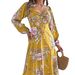 2026 Spring/Summer European And American Sexy Tie-Neck Floral Long-Sleeve Slit Dress Independent Cross-Border Women's_ecoleips.com