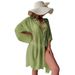 Bamboo Cotton Loose Cardigan Beach Shirt Women's Sun Protection Outerwear Bikini Cover Up Casual Holiday Style_ecoleips.com