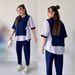 Women's Clothing Autumn New Contrast Striped Strappy Short Sleeved Tops Casual Trousers Suits Women's Clothing_ecoleips.com