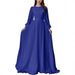 Women Fashion Round Neck Lantern Sleeves Pearlescent Yarn Multiple Colors Wedding Dress Elegant Party Prom Evening Formal Gown Dress_ecoleips.com