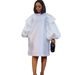 D3075 Independent Station 2022 Cross-Border Spring/Summer New Solid Color Puff Sleeve Loose Casual Plus Size European_ecoleips.com