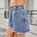 Summer Women's Adjustable Waist Denim Shorts Versatile Washable Solid Color Polyester England Style Fashion Spring/Autumn Clothing_ecoleips.com