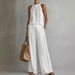 Women's Clothing Retro Two Piece Set Lace Sleeveless Top And Wide Leg Pants Hollow Out Comfortable_ecoleips.com