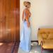 Summer Style Women's Sexy Backless Sleeveless Stand Collar Halter Neck Tie Solid Color Bodycon Dress_ecoleips.com