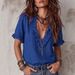 Women's 100% Cotton Pleated V Neck Casual Shirt Top New Arrival Bestselling_ecoleips.com