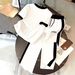Minimalist Letter Print Short Sleeve T-Shirt And Black Framed Wide Leg Pants Set - Spring/Autumn Summer Casual Outfit Combo_ecoleips.com