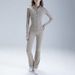 Sleek High-Performance Yoga Set – Nylon-Spandex Zip Jacket & Flared Leggings For Pilates & Studio Flow_ecoleips.com