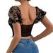 Women's Clothing Spring And Summer Puff Sleeve Hot Girl Steel Ring Lace Transparent Outer Wear High End Tube Top_ecoleips.com