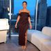 Elegant Solid Color Strapless Bodycon Evening Dress With Slit Ruffle Hem Luxury Formal Party Dress For Women_ecoleips.com