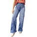 Fashionable European And American Cross-border Solid Color High-waisted Pleated Vintage Denim Flared Pants, New Summer_ecoleips.com