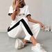 Women's Love Print Two-Piece Set - Stylish Short Sleeve T-Shirt & Drawstring Pants For Casual Wear_ecoleips.com