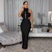K New Sexy Dress With Hanging Neck And Big Flower Evening Dress For Women_ecoleips.com