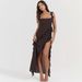 Women's Clothing Women's Ruffle Slit Dress - Elegant Smocked Body & Flowy Skirt For Summer Fall_ecoleips.com