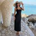 Women's Clothing Elegant Low Cut Solid Color Slim Fitting Square Neckline Dress For Women Spring Summer_ecoleips.com