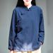 Cotton And Linen Vintage Stand-Up Collar Long-Sleeved Women's Spring And Autumn Chinese-Style Tea Dress, Button-Up Pullo_ecoleips.com