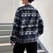 Women’s Clothing Autumn and Winter Geometric Pattern Casual All match Zippered Woolen Coat Hooded Plush Sweater Plush Warm_ecoleips.com
