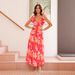 European American Style 2026 Summer New Women's Dress With An Elegant Asymmetrical V-neck, Sexy Slit, Pleated, And_ecoleips.com