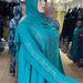 Factory Direct Sale Green Rhinestone Robe, Arabian Middle Eastern African Dubai Style Burqa, Ice Silk Headscarf Women's_ecoleips.com