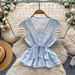 Women's French Romantic Style V Neck Tie Up Ruffle Top Sleeveless Lace Patchwork Slimming Elegant Korean Summer Shirt_ecoleips.com