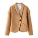 Cross-border European And American Women's Fashion Bestseller On : Stylish V-neck Suede Effect Single-breasted_ecoleips.com