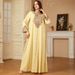 Women's Cross Border Embroidered V Neck Robe Dress Jalabiya Islamic Long Gown Open Front Loose Fit Muslim Clothing_ecoleips.com