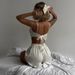 Verve Summer Women's New Sexy Sweet Lace-Up Strap Pajamas Solid Color High-Waisted Ruffled Shorts Set_ecoleips.com