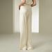 Women's Solid Color Satin Trousers American Style Comfortable Mid Waist Straight Leg Casual Fashion Spring Summer_ecoleips.com