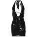 Women's Clothing Hot Girl Style Sexy Deep V Hollow Backless Nightclub Style Halter Neck Hip Dark Dress_ecoleips.com