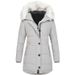 Women's Clothing Winter Warm Cotton Coat With Detachable Faux Fur Hood – Slim Fit, Long Sleeve, Thickened Insulation For Men & Women_ecoleips.com