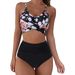 Sexy High-Waist Bikini Set With Leopard Print - Cross Back Design, Comfortable & Stylish Swimwear For Women_ecoleips.com