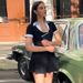 Women's Clothing 2025 Autumn New Fashion Cardigan Button Patchwork Color-Block Short Sleeve Dress Foreign_ecoleips.com