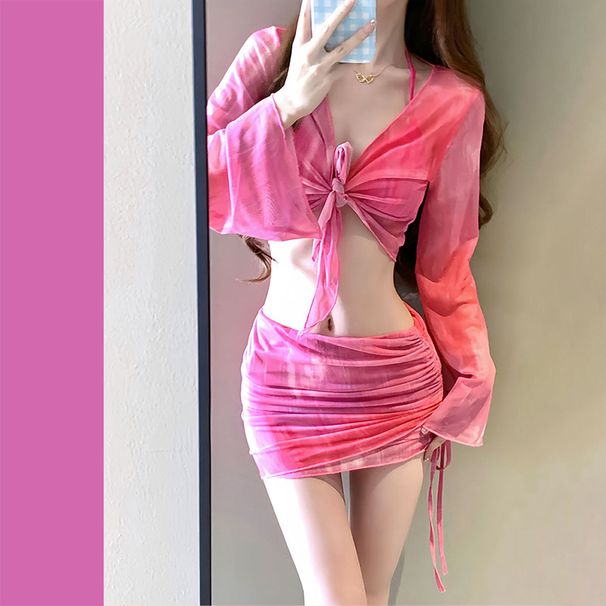 Women's New Style Four Piece Bikini Swimsuit For Beach Vacation Conservative High End Two Piece Swimsuit For Hot Springs_ecoleips.com
