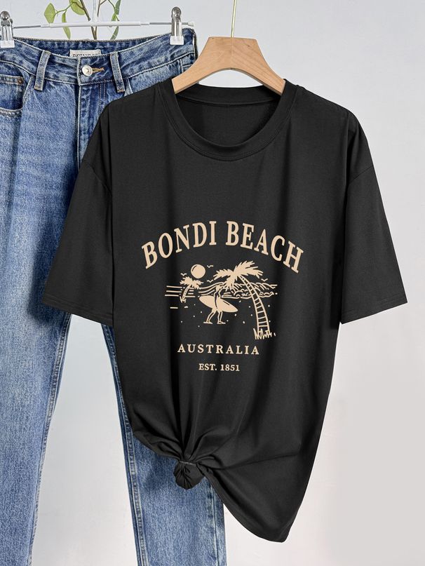 Women's Clothing Women's Casual Round Neck Short Sleeve T-Shirt Multi-Color Style Simple Fashionable Sports Top Solid Printed Loose Fit_ecoleips.com