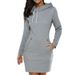 Women's Clothing New Hooded Zipper Pullover Mid Length Sweatshirt Dress, 5 Colors, 6 Sizes Available_ecoleips.com