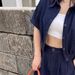 Women's Clothing High Waist Denim Shirt Elastic Waist Loose Wide Leg Pants Trousers Two Piece Suit_ecoleips.com