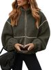 Unisex Fleece-Lined Collar Coat – Color-Block Polyester Jacket For Men & Women (S-XXL, 5 Neutral Tones)_ecoleips.com