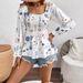 European American Cross-border 2026 Autumn And Winter New Elegant Women's Floral Print Corset Long-sleeve T-shirt_ecoleips.com