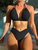 New Sexy Bikini Nylon Solid Color Swimsuit Fashion Ladies Split Swimsuit Bikini_ecoleips.com