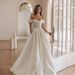 off the Shoulder Satin Wedding Dress Mori Style Simple V Neck Slim Fit See through Travel Photography Train 2026 New Style Women's Clothing_ecoleips.com