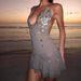 Women Halter Neck V Neck Sequin Spaghetti Strap Maxi Dress Evening Party Gown Vacation Style Holiday Clothing Dress_ecoleips.com