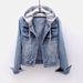 Plus Size Women's Distressed Denim Jacket Korean Style Slim Fit Long Sleeve Trench Coat Elegant Fashion Trendy Outerwear_ecoleips.com